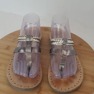 UGG Audra Silver 1011202 Thong Flat Sandals Braid Strap Gray Women's Size 8